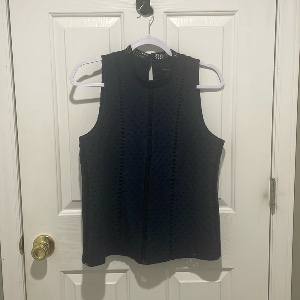 Navy Eyelet Top